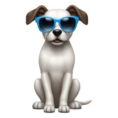 A dog with a crin and cool sunglasses sticker