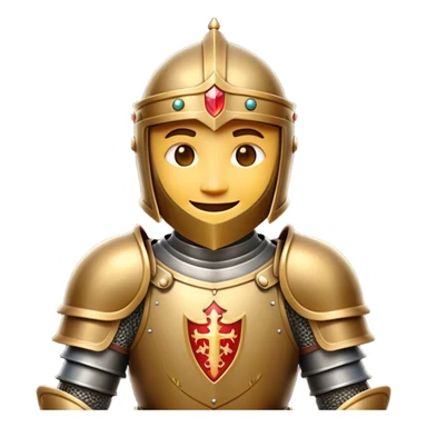 Clash of Clans aesthetic Cheerful Knight Portrait Emoji, With a radiant smile and an upright, confident stance, featuring an elegantly armored figure with intricate detailing and shining accents, his face in a natural skin tone, Simplified yet expressive features, highly detailed, glowing with a soft, luminous aura, high shine, upbeat and noble, stylized with an air of classic medieval heroism, soft glowing outline, capturing the essence of a cheerful knight ready to embark on legendary adventures! sticker
