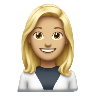 Blonde girl with smile sticker