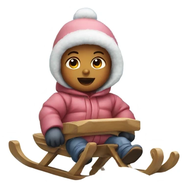 baby on a sled in the snow sticker