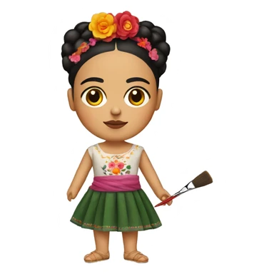body frida kahlo kid with paintbrush sticker