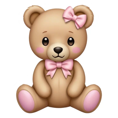 teddy bear with pastel pink bow sticker