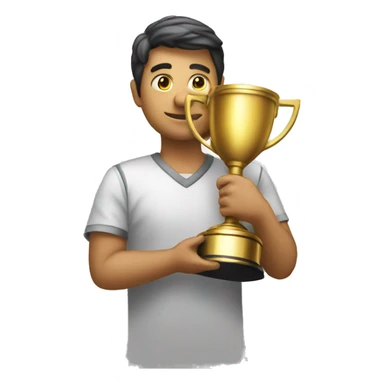 person with his back to a trophy sticker