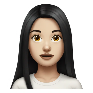 Hyper realism white girl with long black hair sticker