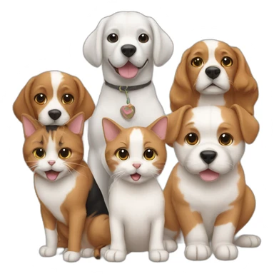 three dogs and seven cats together sticker