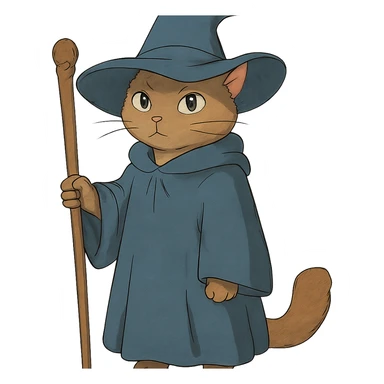 ghibli style wizard cat sticker