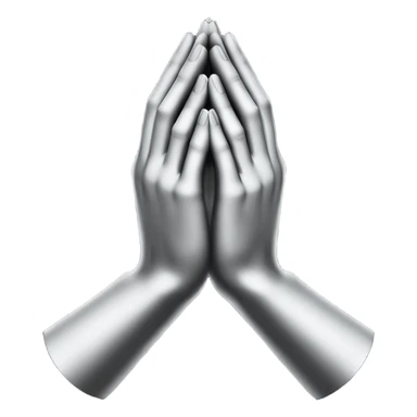 Minimal emoji, abstract praying hands simplified into solid black metal forms, subtle sacred reference, fashion avant-garde minimalism, no details, no glow, no neon, flat emoji style, centered, transparent background sticker