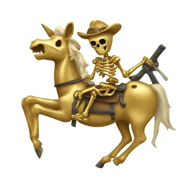 Golden skeleton riding donkey sticker