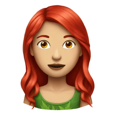 female blood red hair, with marijuana  sticker