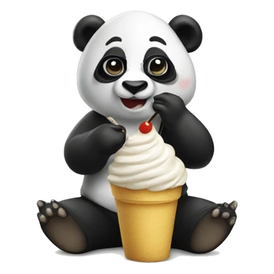 Panda wearing sunglasses with a hoodie eating à Nice cream sticker