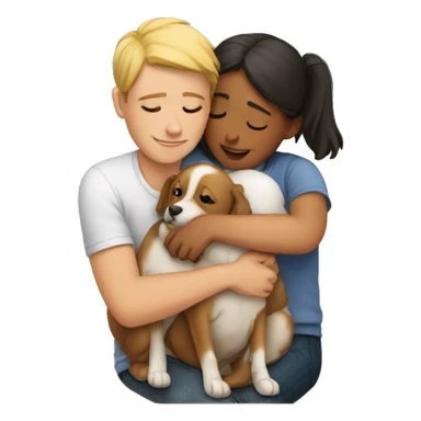Cuddling with dog sticker
