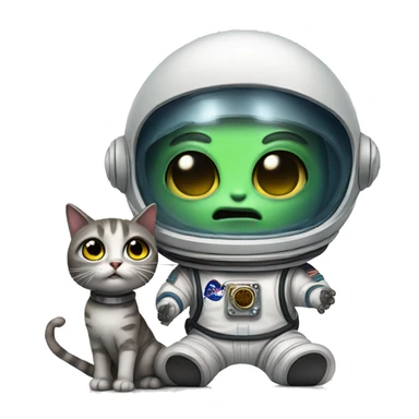 Alien with a pet cat fighting an astronaut sticker