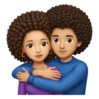 A lightskin with afro boy and brown skin girl with curls hug sticker