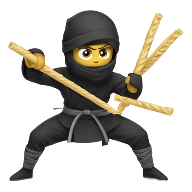Ninja battle between macaroni noodle and a penne noodle sticker