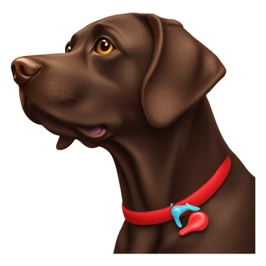 Chocolate lab with red bone toy  sticker