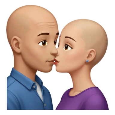 Tall Bald boy kissing a brunette girl  sticker