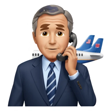  emoji of the world trade center with a plane crashed into it and george bush on a phone in front of them sticker