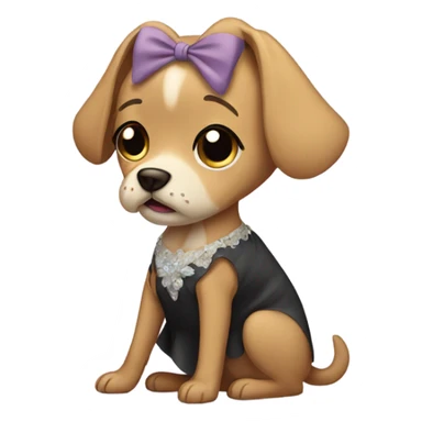 Dog crying in a dress sticker