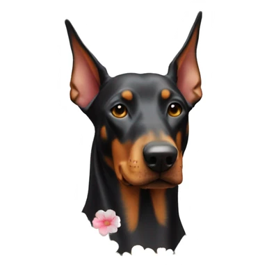 Dobermann dog with flowers  sticker