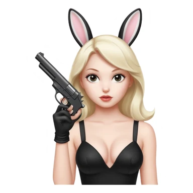 girl pointing a gun as a playboy bunny sticker