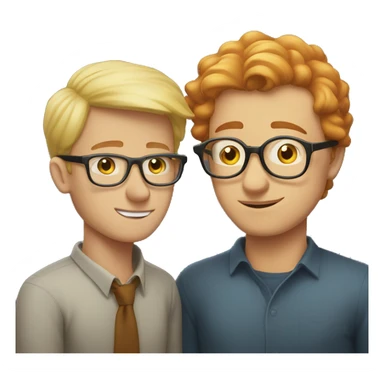 platinum blonde man with glasses kissing redhead man with glasses sticker