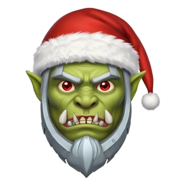 Fantasy Christmas orc legion soldier icon, iron tundra army theme, heavy winter armor, disciplined brutal look, cold steel color palette, emoji portrait, male/female variant
 sticker