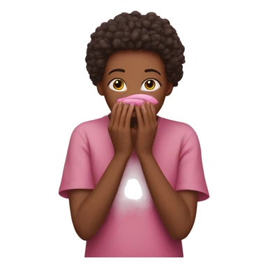 face with hand over mouth and pink love surrounding sticker