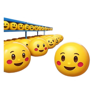 Warehouse interior designed in emoji style, 3D emoji aesthetic, bright colors, soft rounded shapes, simplified details, glossy plastic texture, clean environment, playful lighting, high resolution, sharp focus, vibrant, cartoon-like but rendered in 4K, studio quality. sticker