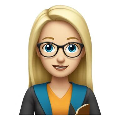 Blonde Teacher with glasses and blue eyes, holding open book sticker