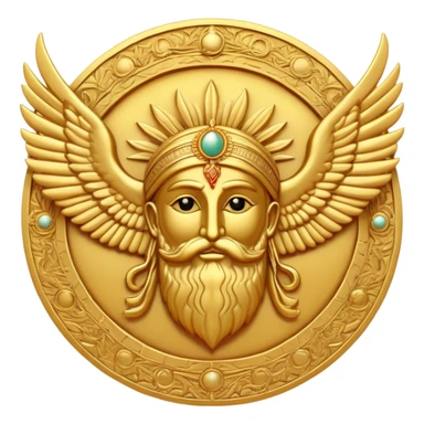 Zoroastrian Faravahar winged sun disc with bearded figure sticker