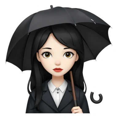  چتری دار گنگ دختر مو بلند سیاه sticker