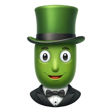 Pickle with a top hat sticker