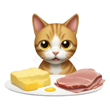 Cat eating ham and eggs sticker