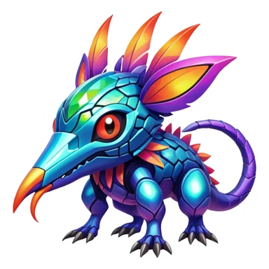  exotic tropical iridescent cyber-Protogen-Fakémon-Pokémon-Vernid-creature sticker