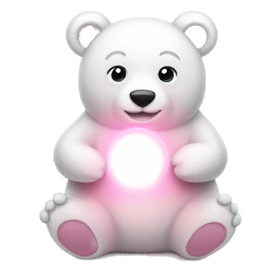 white bear holding a light pink hears sticker