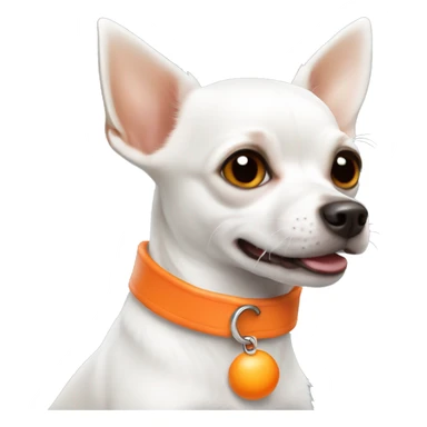 white chihuahua terrier with orange collar sticker