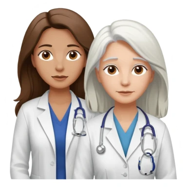 physiotherpay session for a long brown hair woman. but physio is a white hair woman. and they dont like like in the hospital  sticker