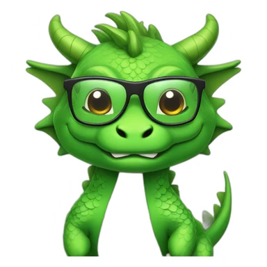 A cute asain green dragon, with cool glasses sticker
