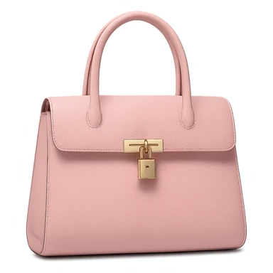 Remove the background, keep only the pink designer handbag with no background. Make the image clean and isolated on transparent background. sticker