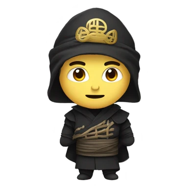 Luke wearing Chinese hat with ninja suit on sticker