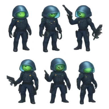 alien policeman scifi roguelike rpg style inspired by slay the spire digital art sticker