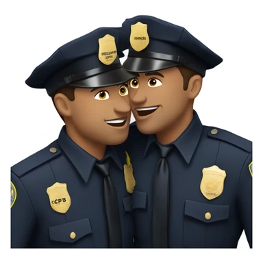 Two kissing male cops sticker
