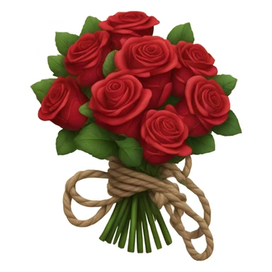 Bouquet red roses binded with rope sticker