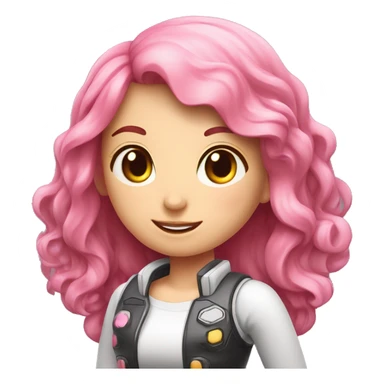 Junge Frau mit rosa-weißen langen Haaren die einen Gaming-Controller hält sticker