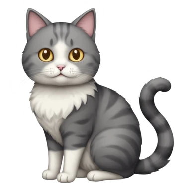 full body dumb looking large short hair dark grey and white cat sticker