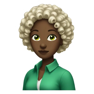 A black lady with green eyes and curly hair sticker