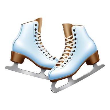 An icon showing In the background, twinkling lights, winter trees, and cheering spectators create a festive atmosphere. a pair of elegant ice skates gliding across a smooth, frozen rink with snowflakes in the air. Transparent background highlights the grace and charm of ice skating. sticker