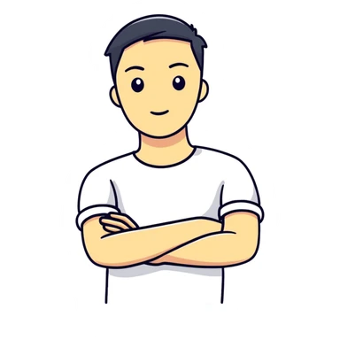 Arms crossed holding neck guy sticker