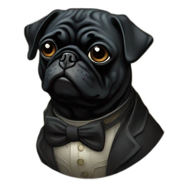 A cyberpunk black pug in Art Nouveau style during 1910 sticker