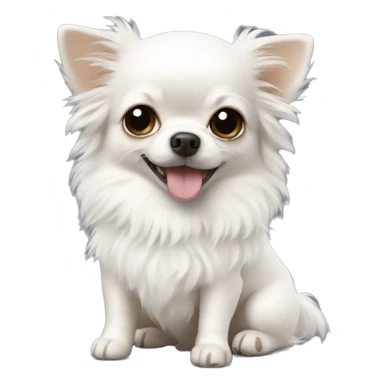 Little white fluffy chihuahua dog sticker